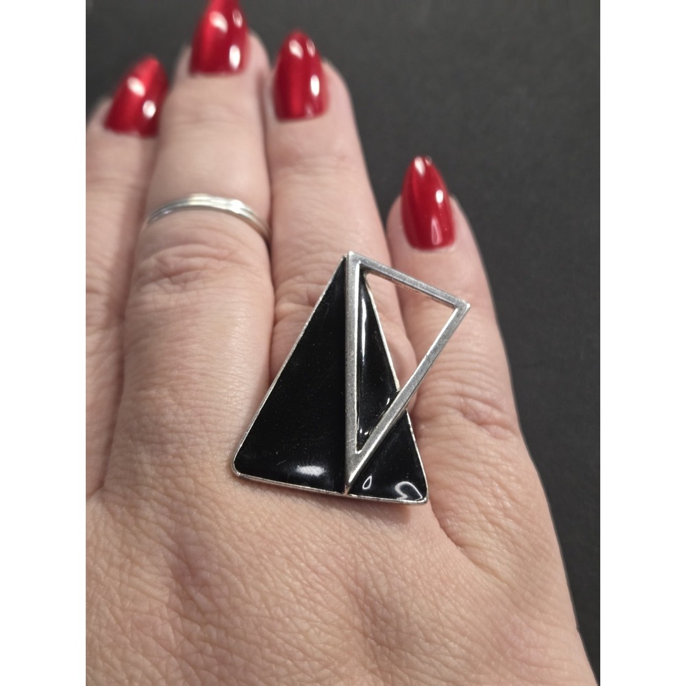 Maria Rivolta Argentina Geometric Statement Ring Black Enamel Modernist Ring